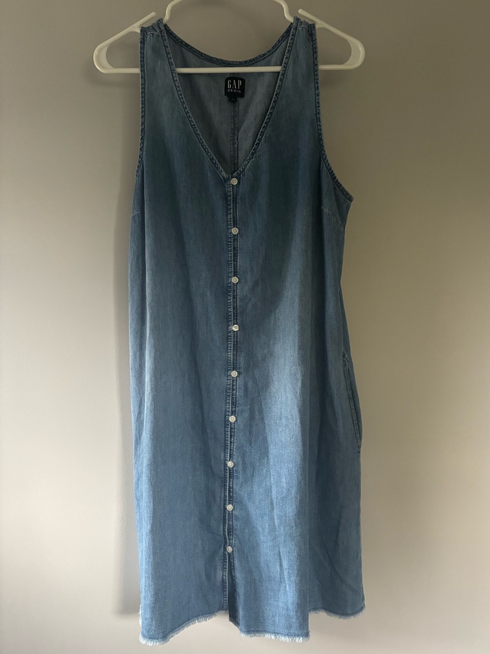GAP Denim Button-Front Sleeveless Dress